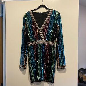 Long sleeve -sequin dress -size medium-lined